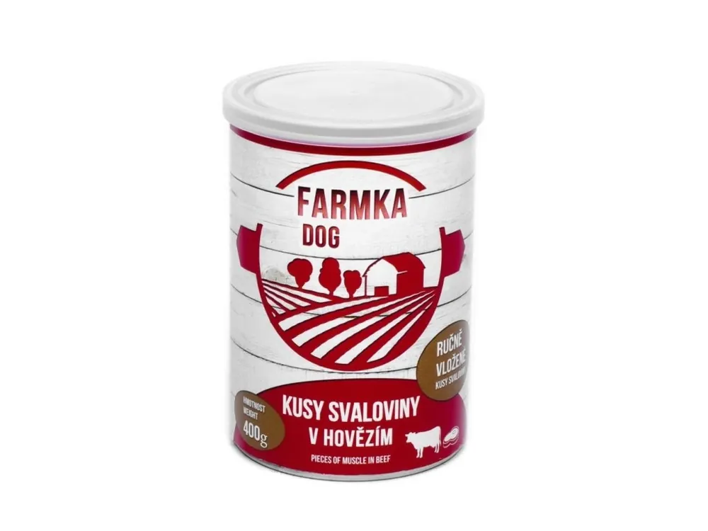 Nová Kolekce FARMKA Dog se svalovinou, konzerva 400 g