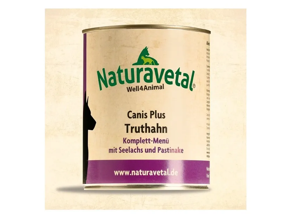 Naturavetal Canis Plus konzerva Krůtí maso s lososem a pastiňákem 800g Nová Kolekce