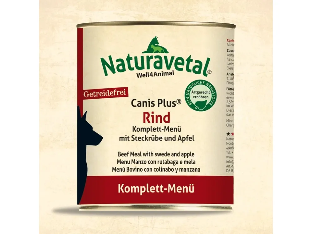 Odeslání Ihned Naturavetal Canis Plus Menu konzerva Hovězí maso s tuřínem a jablkem 400g