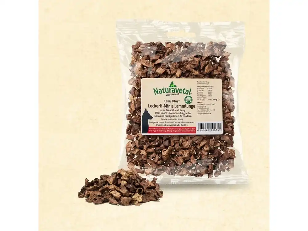 Akce Naturavetal Canis Plus sušené Jehněčí plíce mini kostičky 200g
