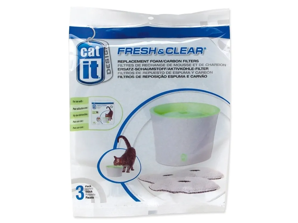 Vysoce Kvalitní Náplň Catit uhlí a molitan pro Fresh&Clear 3ks