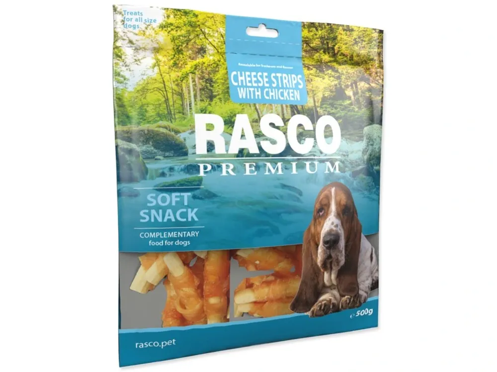Pochoutka Rasco Premium kuřecím obalené sýrové proužky 500g Speciální Cena