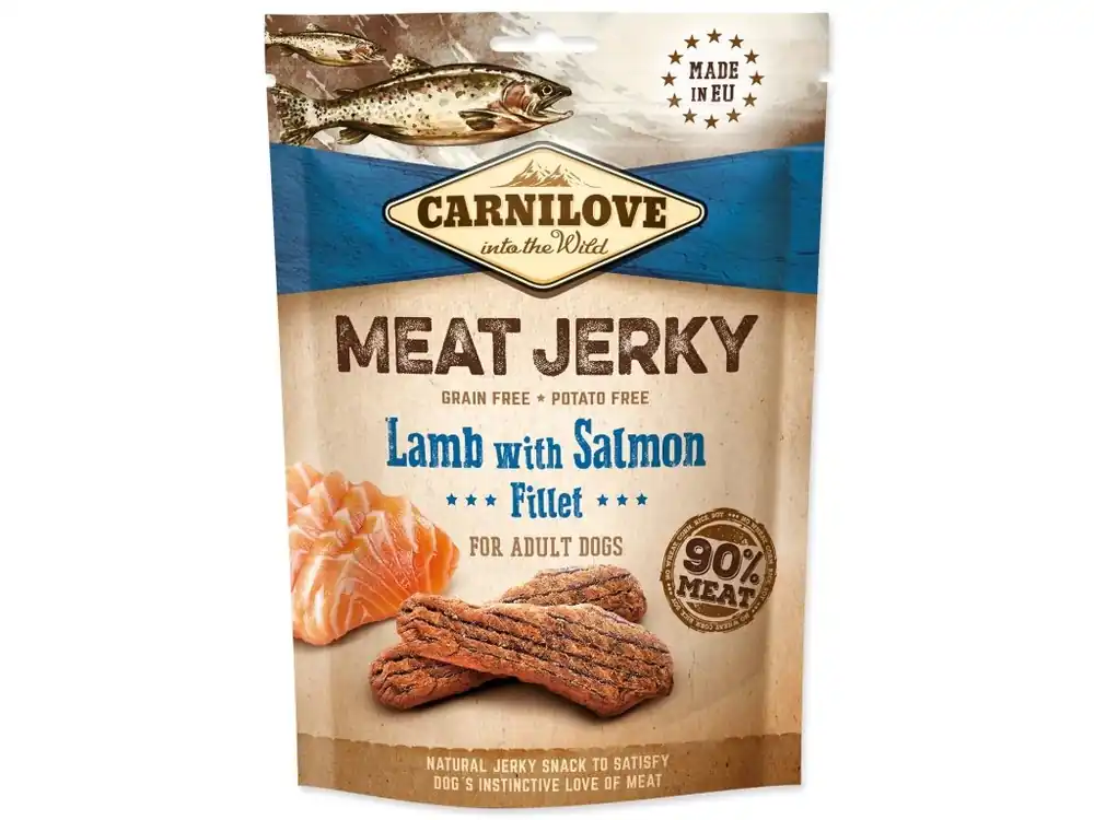 Nejlepší Volba Pochoutka Carnilove Jerky jehně a losos, plátky 100g