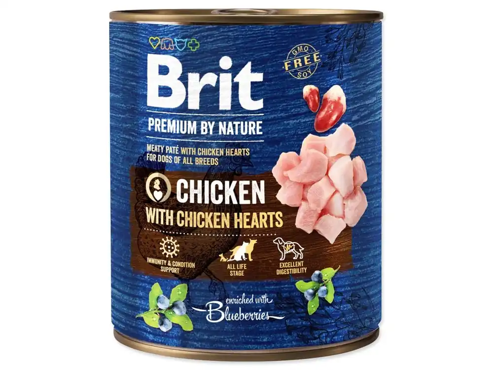 Pouze Dnes BRIT Premium by Nature paté kuře se srdíčky 800g