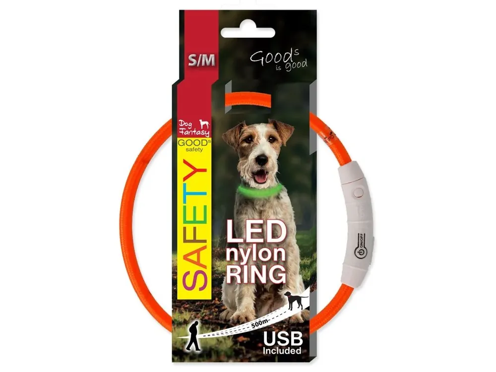 Top Prodej Obojek Dog Fantasy LED nylon oranžový 45cm