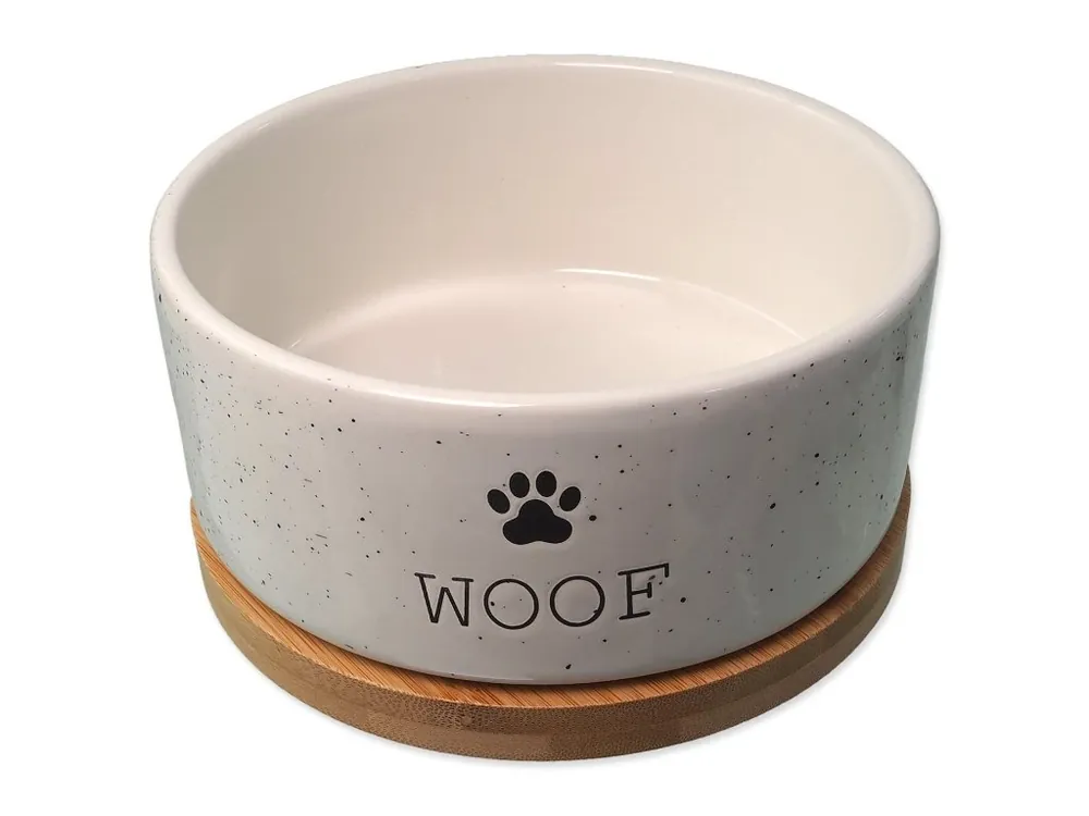 Víkendová Akce Miska Dog Fantasy keramická bílá WOOF s podtáckem 16x6,5cm, 850ml