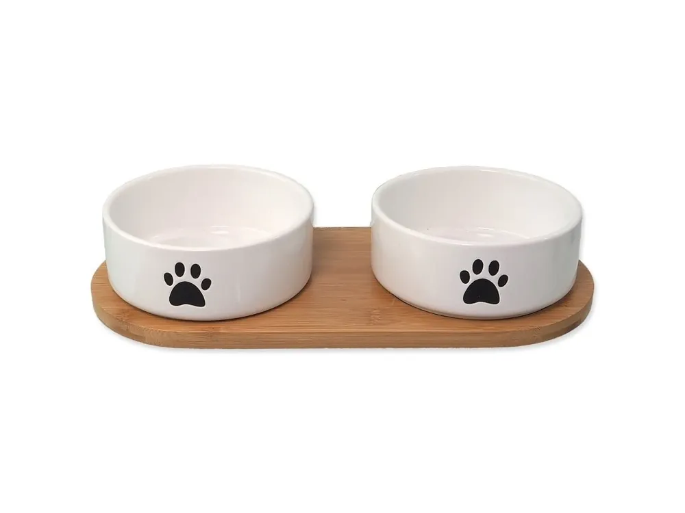 Set Dog Fantasy misky keramické s podtáckem bílé tlapka 2x 13x5,5cm, 400ml Poslední Šance