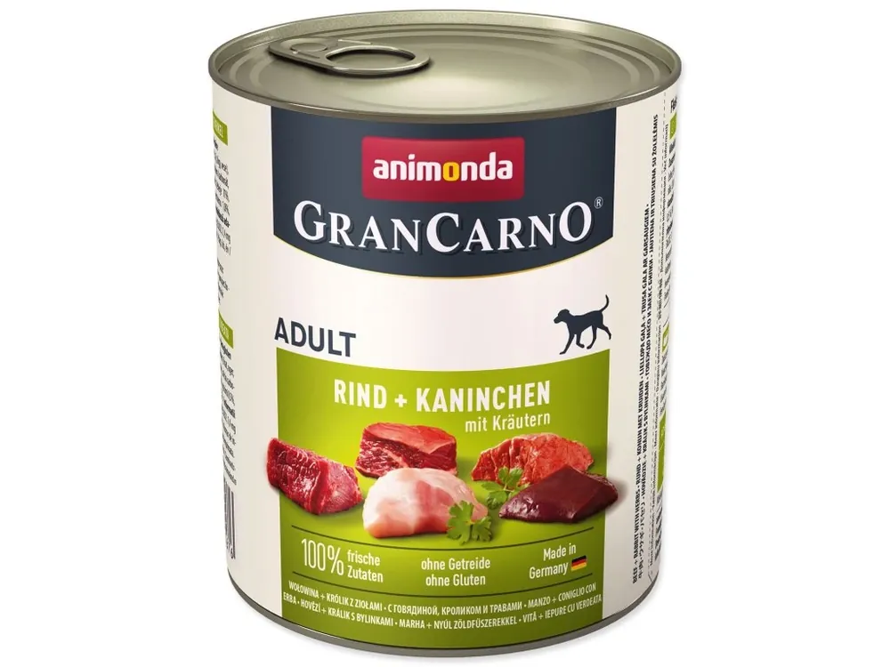 Konzerva Animonda Gran Carno Adult hovězí a králík s bylinkami 800g Nejlepší Volba