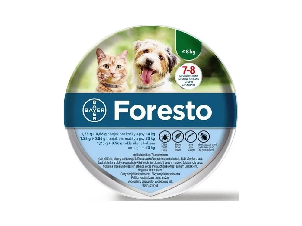 Foresto 1,25g+0,56g obojek pro kočky a psy do 8kg obojek 1ks 38 cm Nakupujte Hned