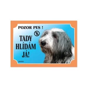Barevná cedulka Pozor pes Bearded kolie Originální