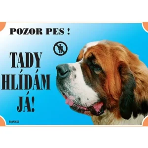 Sleva Barevná cedulka Pozor pes Bernardýn