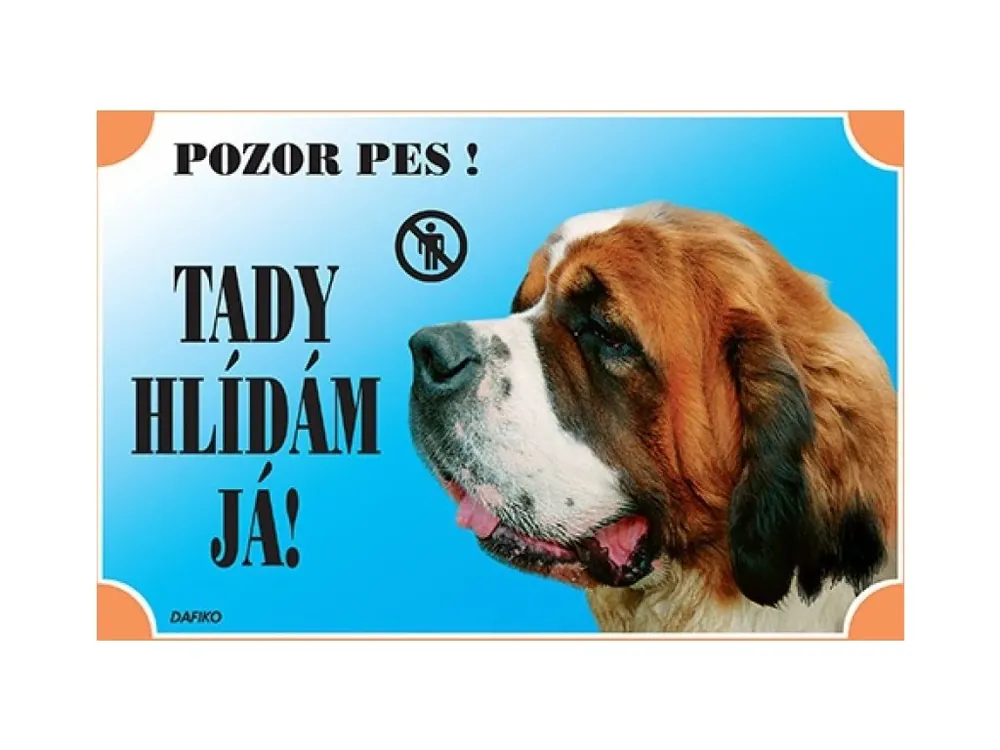 Sleva Barevná cedulka Pozor pes Bernardýn