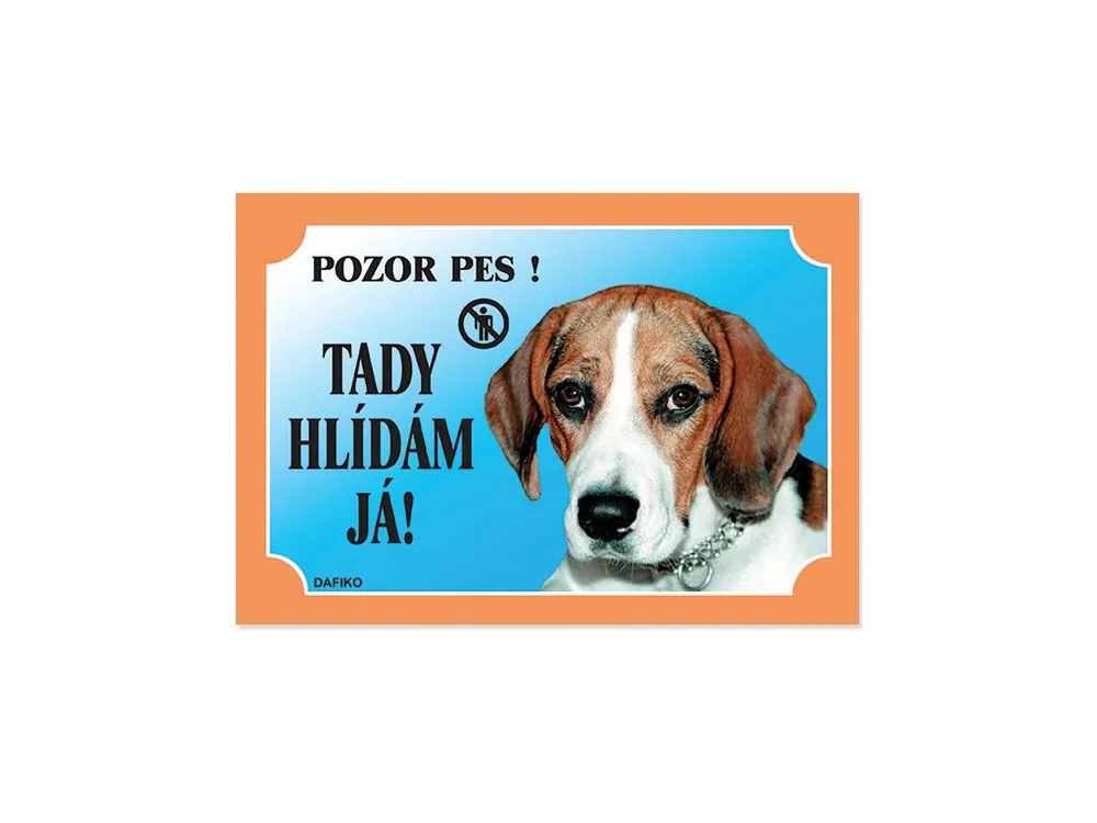 Barevná cedulka Pozor pes Beagle Finální Výprodej