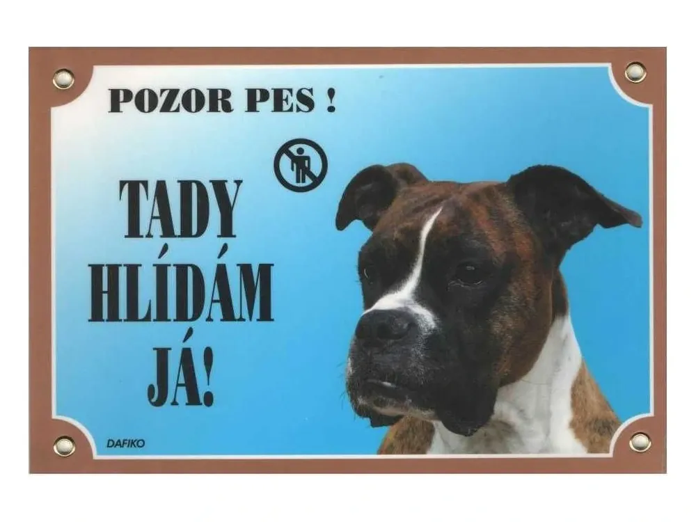 Barevná cedulka Pozor pes Boxer německý Horká Nabídka