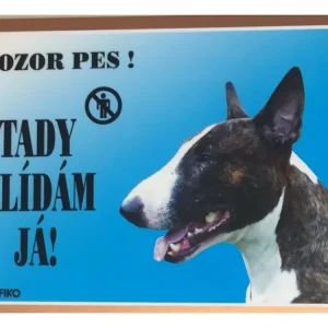 Rychlé Dodání Barevná cedulka Pozor pes Bullterier pes