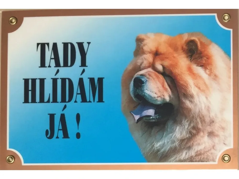 Ověřený Barevná cedulka Pozor pes Čau čau