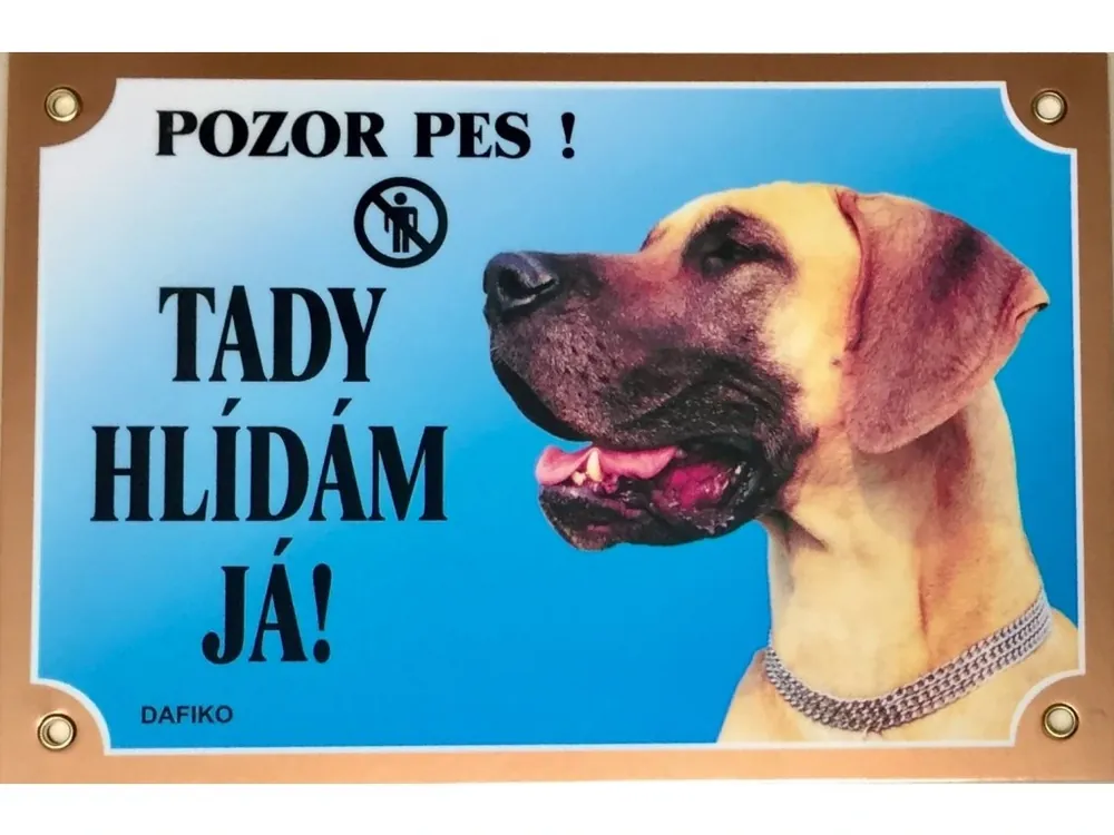 Barevná cedulka Pozor pes Doga německá Výhodná Nabídka