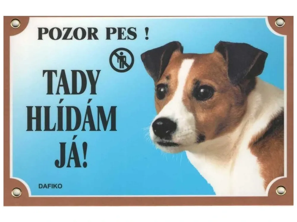 Přímo Od Výrobce Barevná cedulka Pozor pes Jack Russel terier
