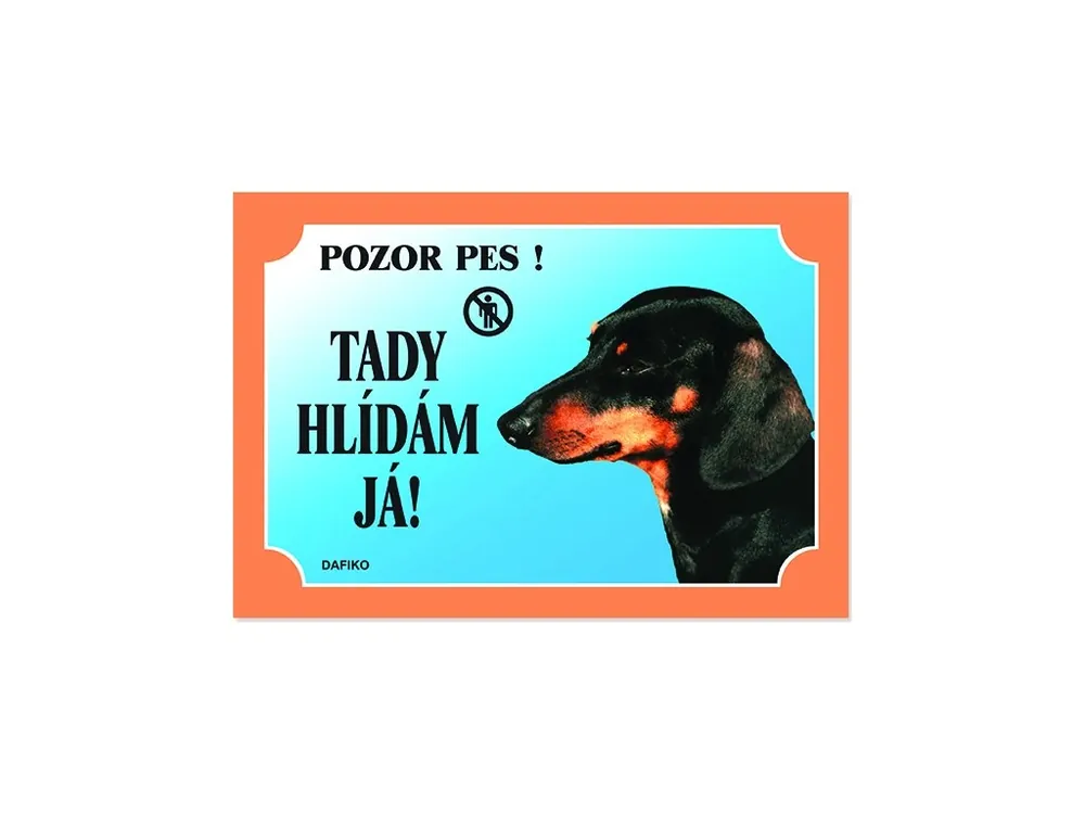 Barevná cedulka Pozor pes Jezevčík hladkosrstý černý Omezená Nabídka