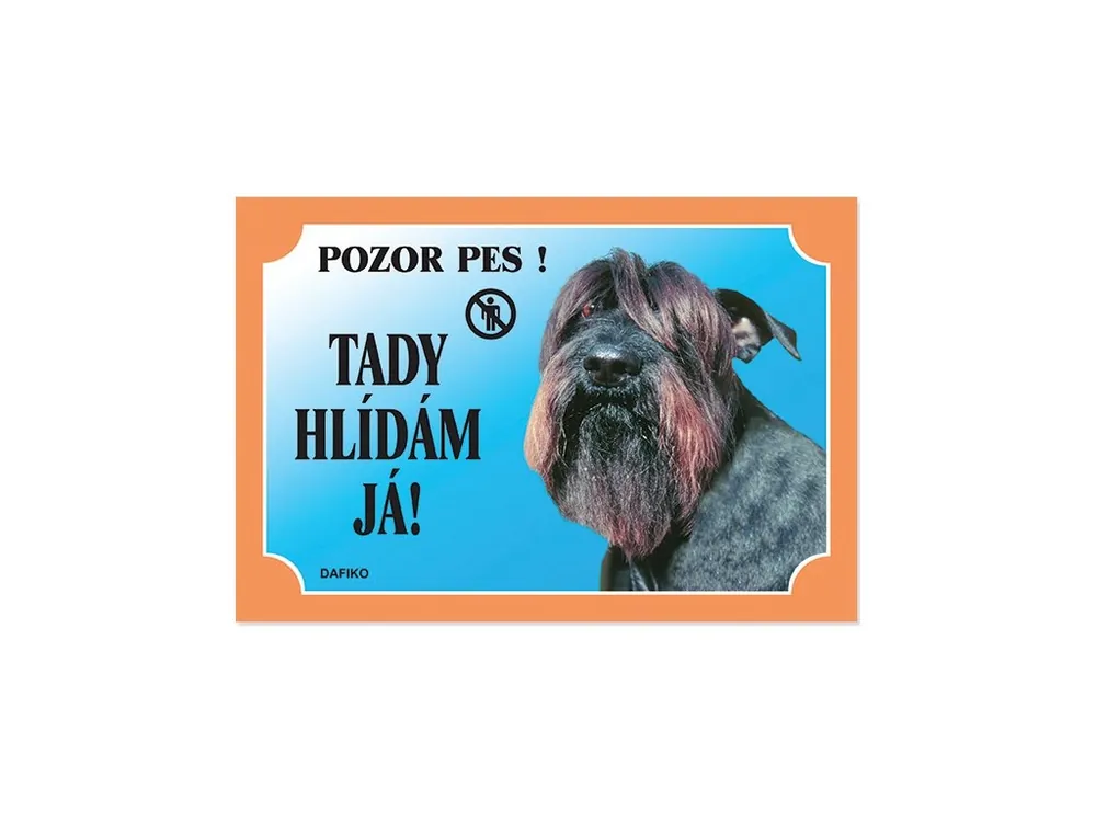 Barevná cedulka Pozor pes Knírač černý Tovární Cena