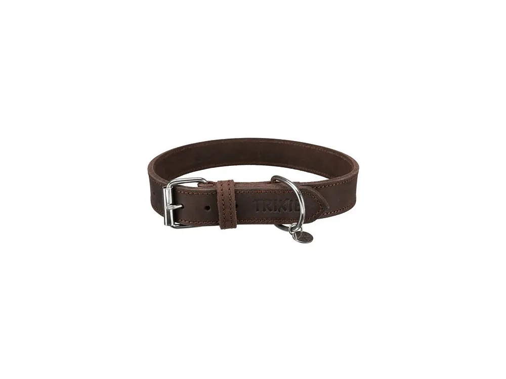 Kožený obojek RUSTIC - tmavě-hnědá Originální