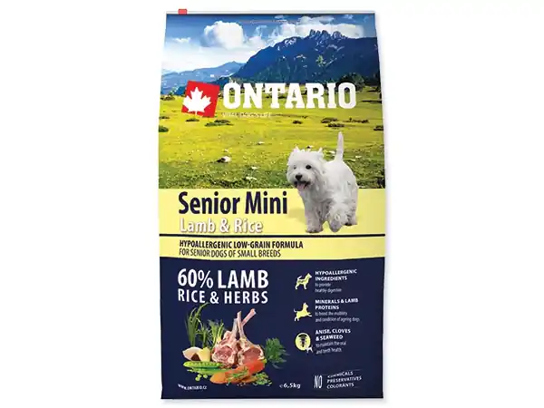 Cenový Hit ONTARIO Senior Mini Lamb & Rice