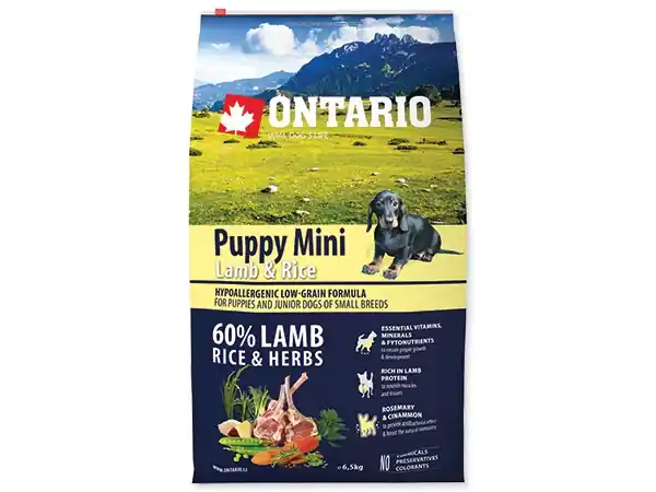 Pouze Dnes ONTARIO Puppy Mini Lamb & Rice