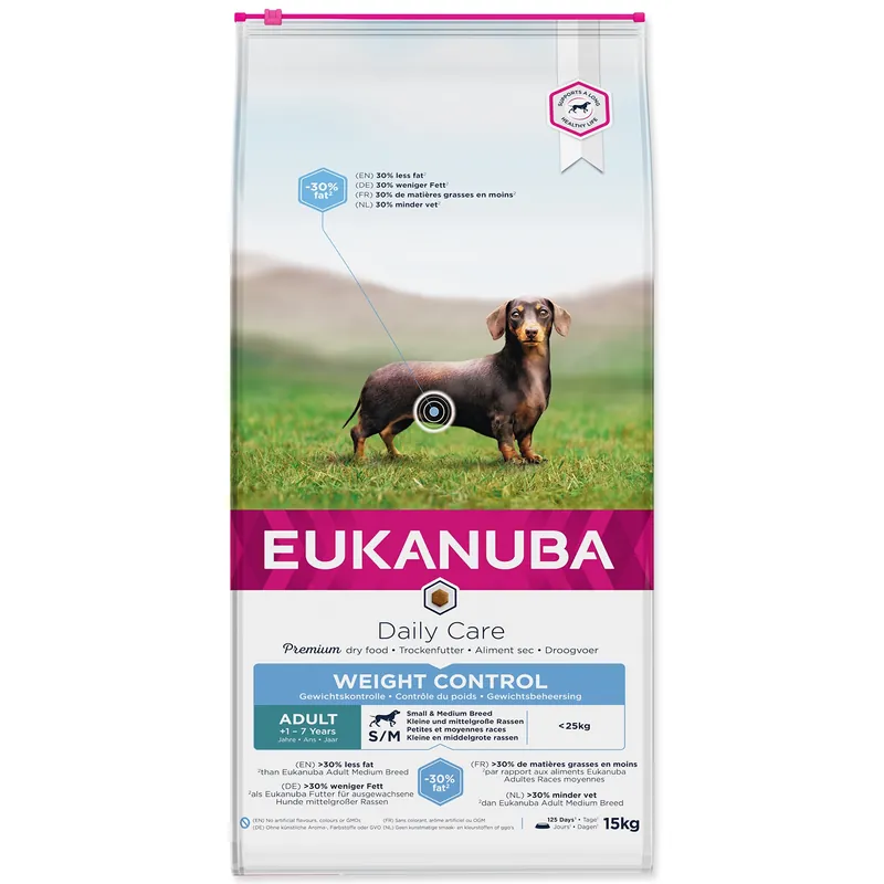 Vrácení Zdarma Krmivo EUKANUBA Daily Care Adult Small & Medium Weight Control