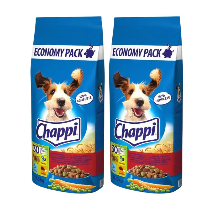 CHAPPI 27 kg krmivo pro psy s hovězím masem, drůbežím a zeleninou Originální