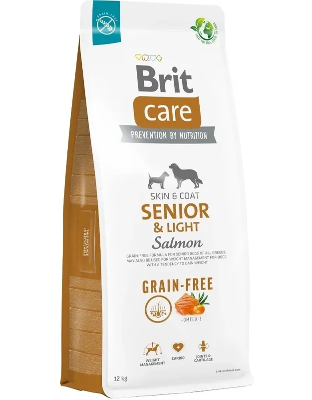 BRIT Care Grain-free Senior&Light Salmon 12 kg granule pro psy s lososem Speciální Cena