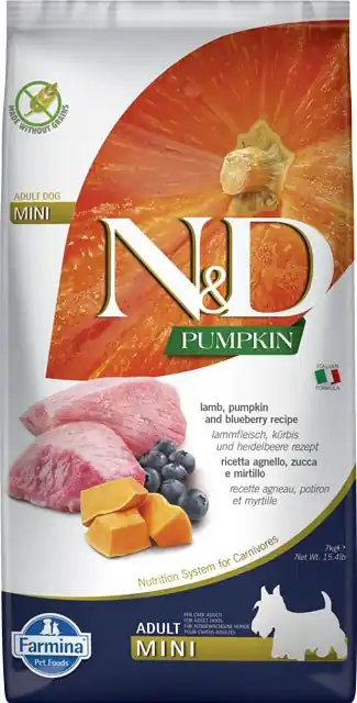 N&D Grain Free Pumpkin Dog Adult Mini Lamb & Blueberry 7kg Originální
