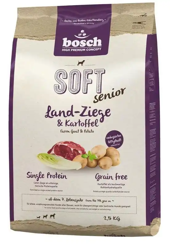 Značkový BOSCH Plus Senior kozí maso & brambory 1 kg
