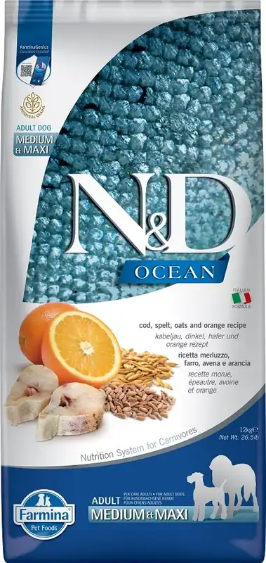 N&D OCEAN DOG Low Grain Adult M/L Codfish & Orange 12kg Super Cena