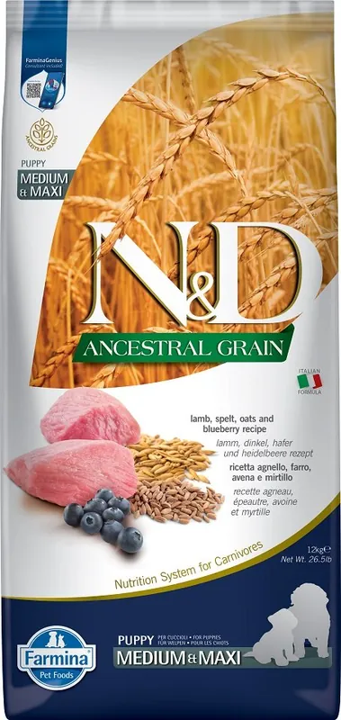 Ihned K Objednání N&D Low Grain Dog Lamb & Blueberry Puppy Medium & Maxi 12 kg
