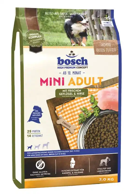 BOSCH Mini Adult Jáhly a šunka 3 kg Novinka