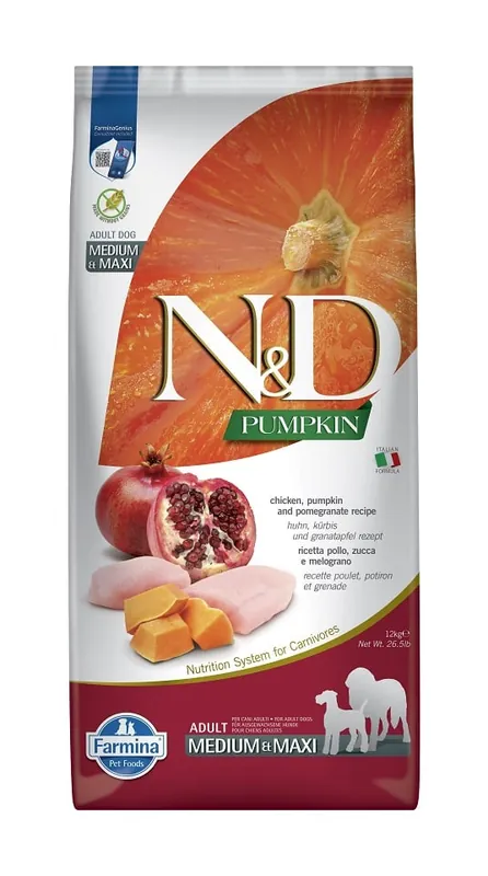 N&D Grain Free Pumpkin Adult M/L Chicken & Pomegranate 12 kg Novinka