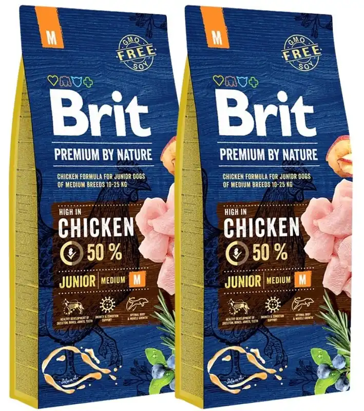 Nová Kolekce BRIT Premium By Nature Junior Medium M 2 x 15 kg