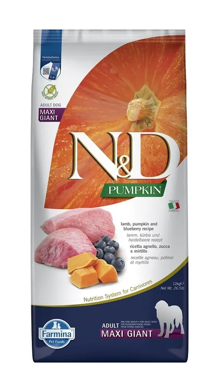Nejlepší Cena N&D Pumpkin Dog Adult Giant Lamb & Blueberry 12 kg