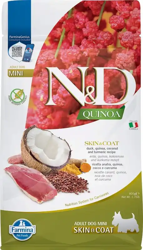 Top Prodej N&D Quinoa Dog Skin & Coat Duck & Coconut Mini 800g