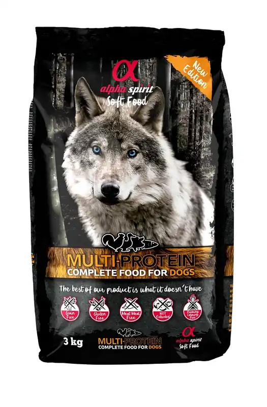 ALPHA SPIRIT Multiproteina 3 kg poloměkké kompletní krmivo pro psy Nová Kolekce