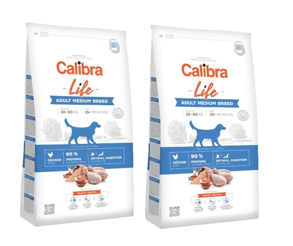 CALIBRA Dog Life Adult Medium Breed Chicken 2 x 12 kg Zlevněný