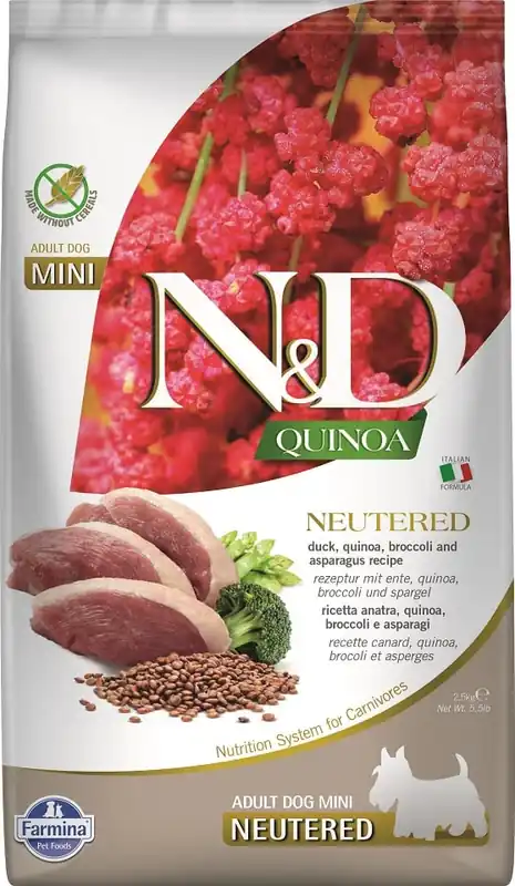 N&D Quinoa DOG Neutered Duck&Broccoli&Asp 2.5 kg Tovární Cena