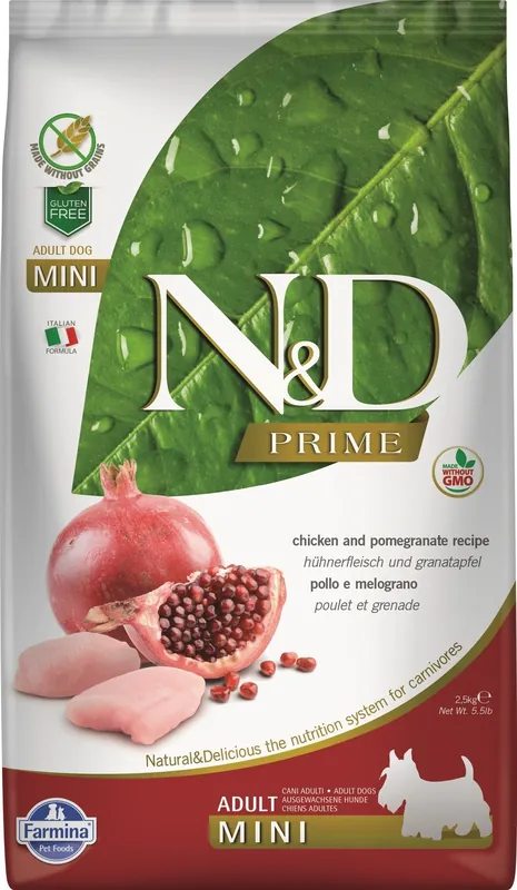 Tovární Cena N&D Grain Free Dog Adult Mini Chicken & Pomegranate 2,5 kg