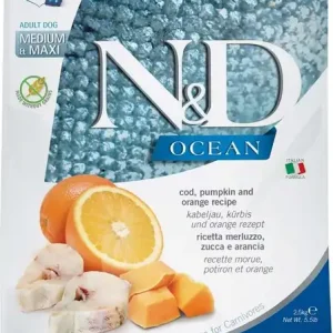 Speciální Cena N&D GrainFree Ocean Adult M/L Codfish & Pumpkin & Orange 2,5 kg