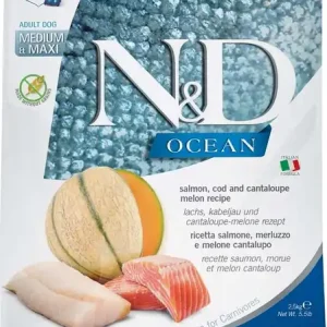 Bezpečná Platba N&D Ocean Dog Adult Medium & Maxi salmon, cod, pumpkin & cantaloupe melon 2.5 kg
