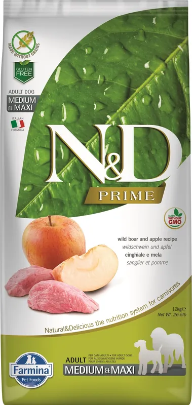 N&D Prime Dog Adult M/L Boar & Apple 12kg Nejprodávanější