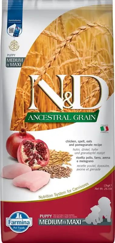 N&D AncestralGrain Chicken & Pomegranate medium&maxi Puppy 12 kg Omezená Nabídka