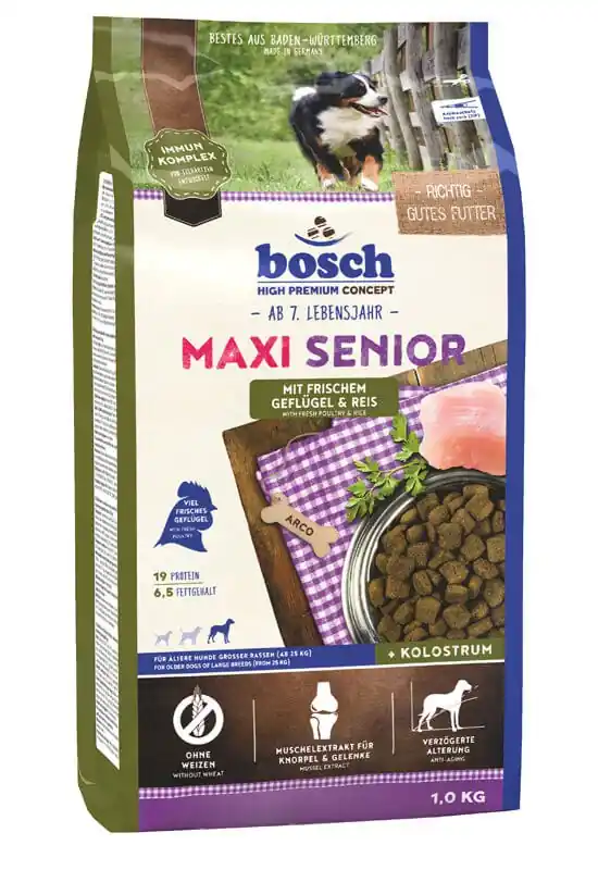 BOSCH Maxi Senior Drůbeží a rýže 1 kg Tovární Cena