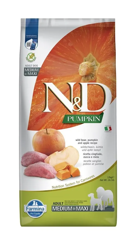 N&D GrainFree Pumpkin Boar & Apple Adult Medium & Maxi 12 kg Sleva