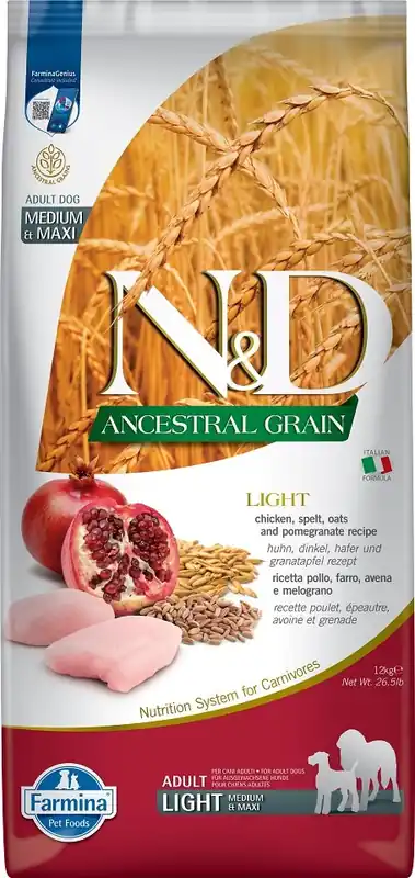 Originální N&D Low Grain DOG Light M/L Chicken & Pomegranate 12 kg